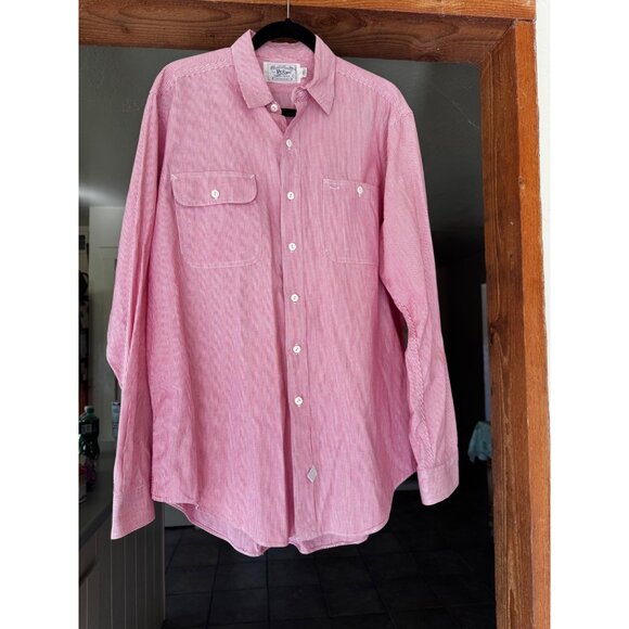 Vintage Polo Ralph Lauren Red White Stripe Button Front Mens Shirt - Picture 8 of 8